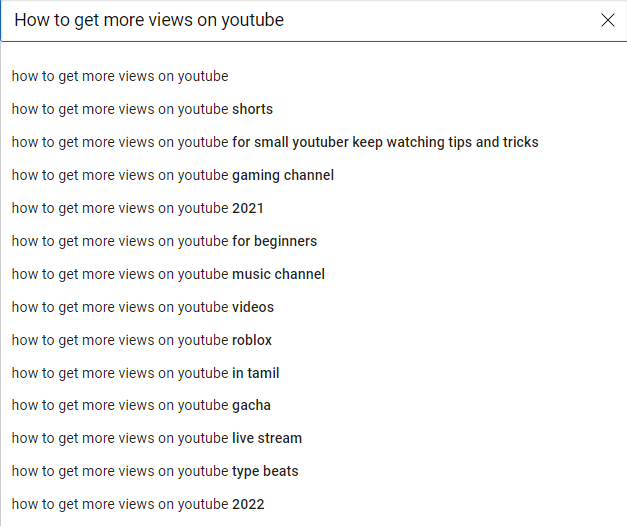 Youtube search autocomplete